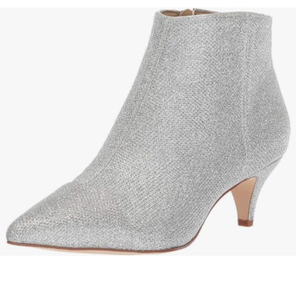 Silver-gray Chic Kitten Heel Ankle Boots Pointed Closed Toe Side Zipper Shoes